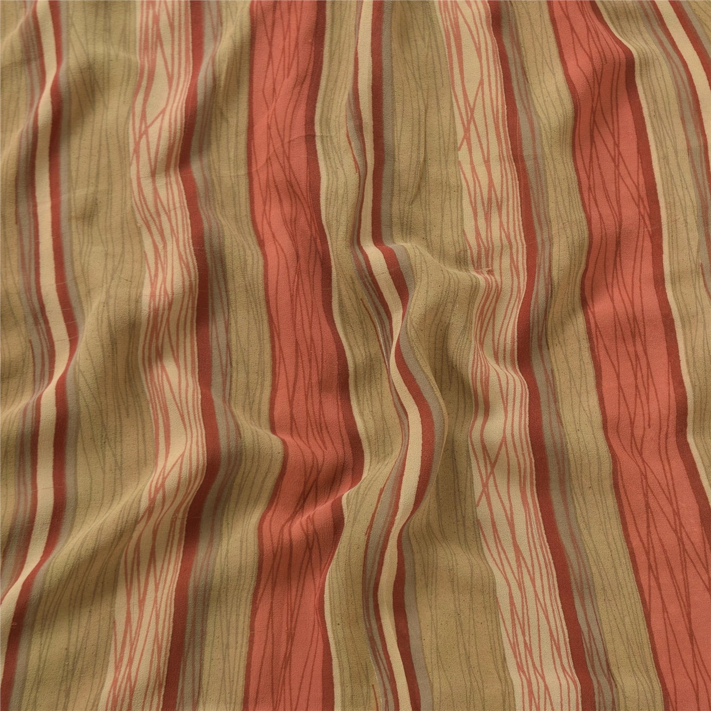 Sanskriti Vintage Sarees Multi Pure Georgette Silk Printed Sari 5yd Craft Sustainable Fabric