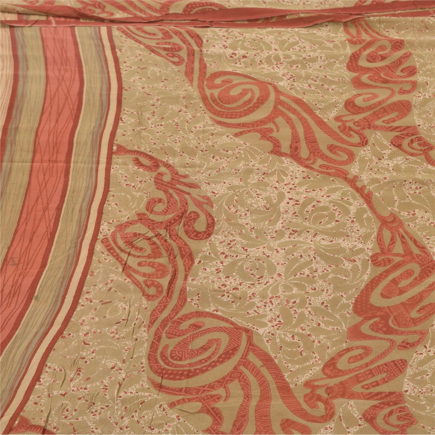 Sanskriti Vintage Sarees Multi Pure Georgette Silk Printed Sari 5yd Craft Sustainable Fabric