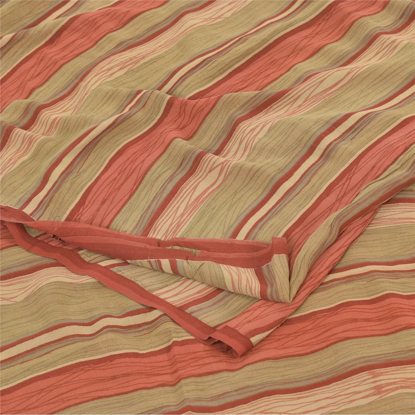 Sanskriti Vintage Sarees Multi Pure Georgette Silk Printed Sari 5yd Craft Sustainable Fabric