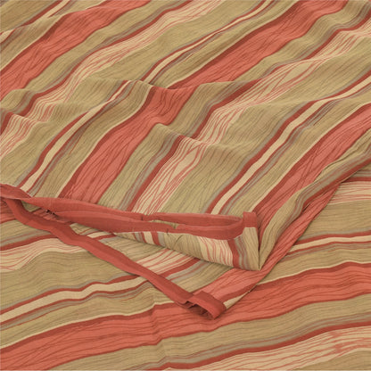 Sanskriti Vintage Sarees Multi Pure Georgette Silk Printed Sari 5yd Craft Sustainable Fabric