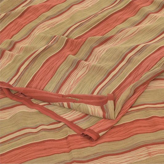 Sanskriti Vintage Sarees Multi Pure Georgette Silk Printed Sari 5yd Craft Sustainable Fabric