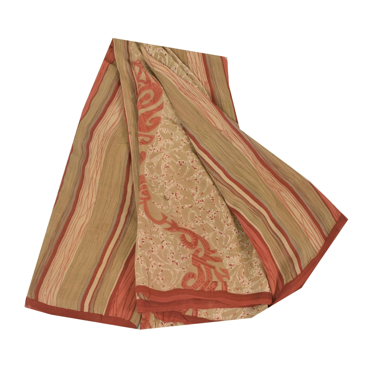 Sanskriti Vintage Sarees Multi Pure Georgette Silk Printed Sari 5yd Craft Sustainable Fabric