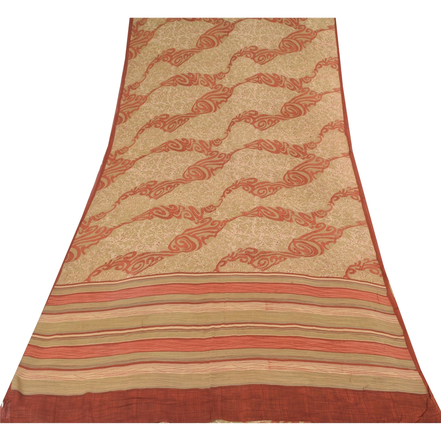 Sanskriti Vintage Sarees Multi Pure Georgette Silk Printed Sari 5yd Craft Sustainable Fabric