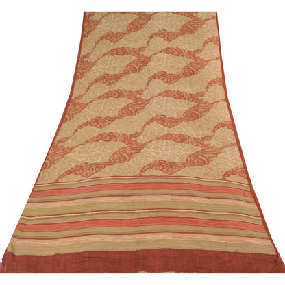 Sanskriti Vintage Sarees Multi Pure Georgette Silk Printed Sari 5yd Craft Sustainable Fabric