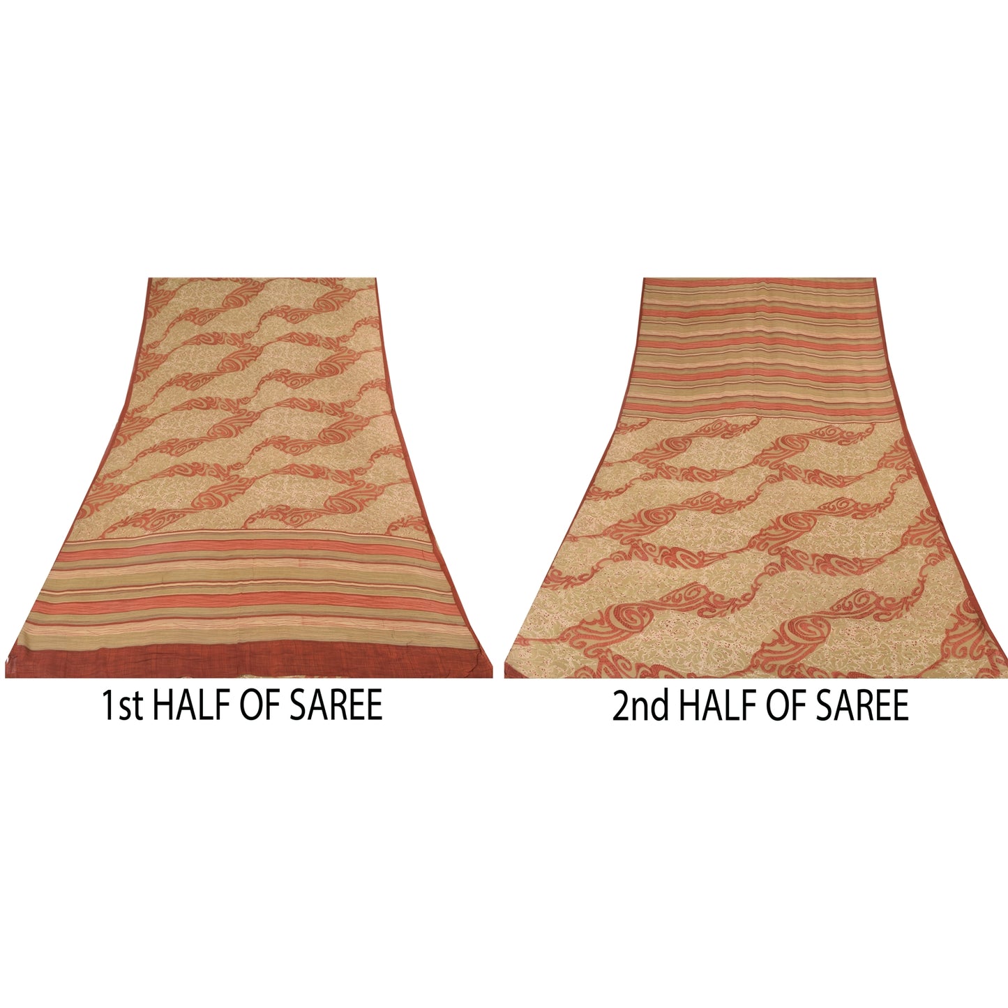 Sanskriti Vintage Sarees Multi Pure Georgette Silk Printed Sari 5yd Craft Sustainable Fabric