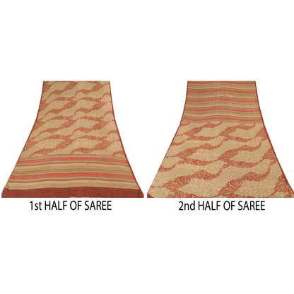 Sanskriti Vintage Sarees Multi Pure Georgette Silk Printed Sari 5yd Craft Sustainable Fabric