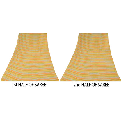 Sanskriti Vintage Sarees Multi Pure Georgette Silk Printed Sari 5yd Craft Sustainable Fabric