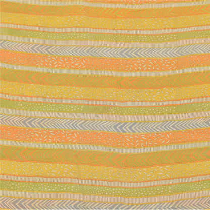 Sanskriti Vintage Sarees Multi Pure Georgette Silk Printed Sari 5yd Craft Sustainable Fabric