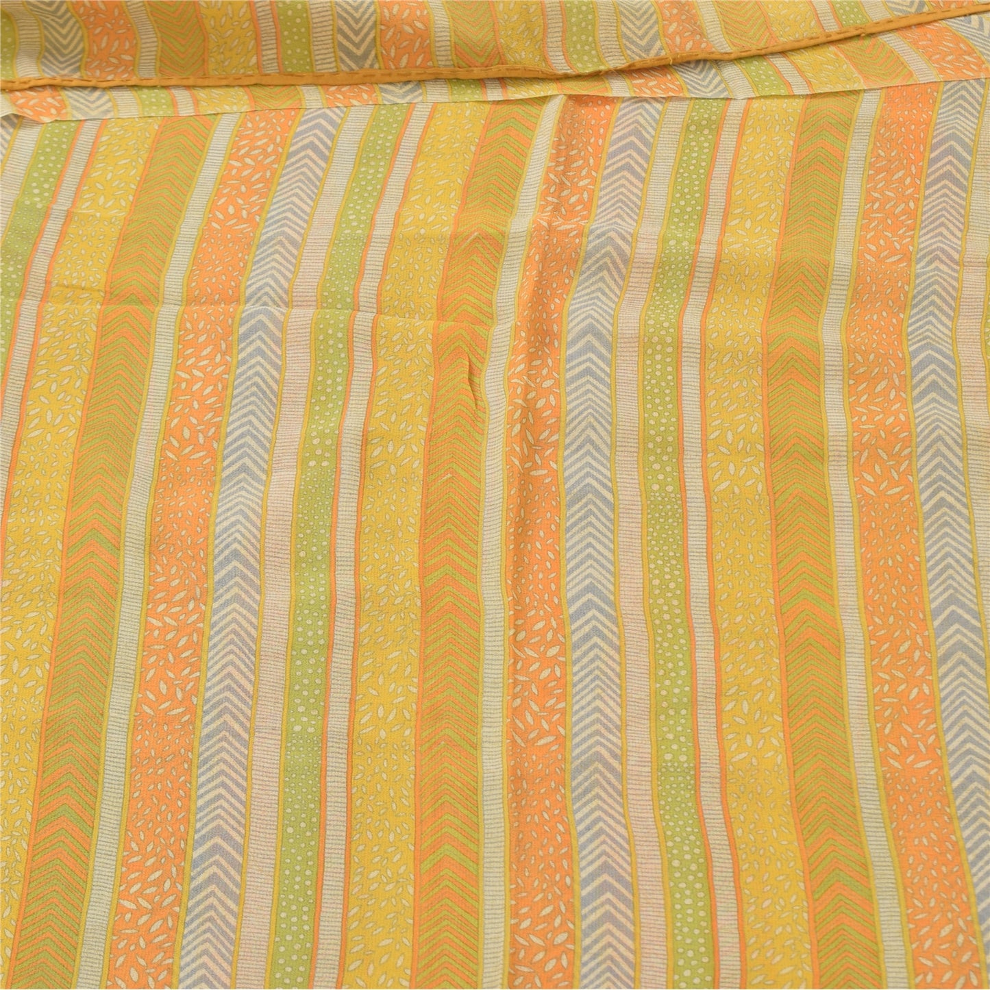 Sanskriti Vintage Sarees Multi Pure Georgette Silk Printed Sari 5yd Craft Sustainable Fabric