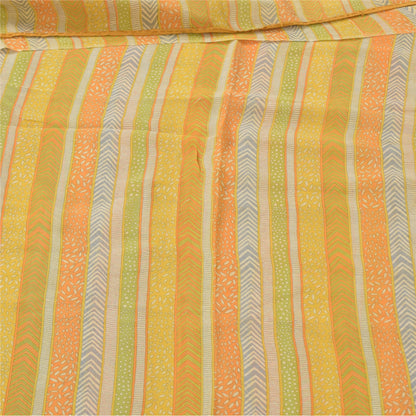 Sanskriti Vintage Sarees Multi Pure Georgette Silk Printed Sari 5yd Craft Sustainable Fabric