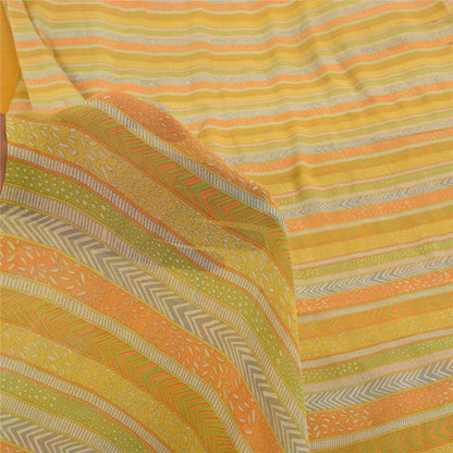 Sanskriti Vintage Sarees Multi Pure Georgette Silk Printed Sari 5yd Craft Sustainable Fabric