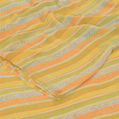 Sanskriti Vintage Sarees Multi Pure Georgette Silk Printed Sari 5yd Craft Sustainable Fabric