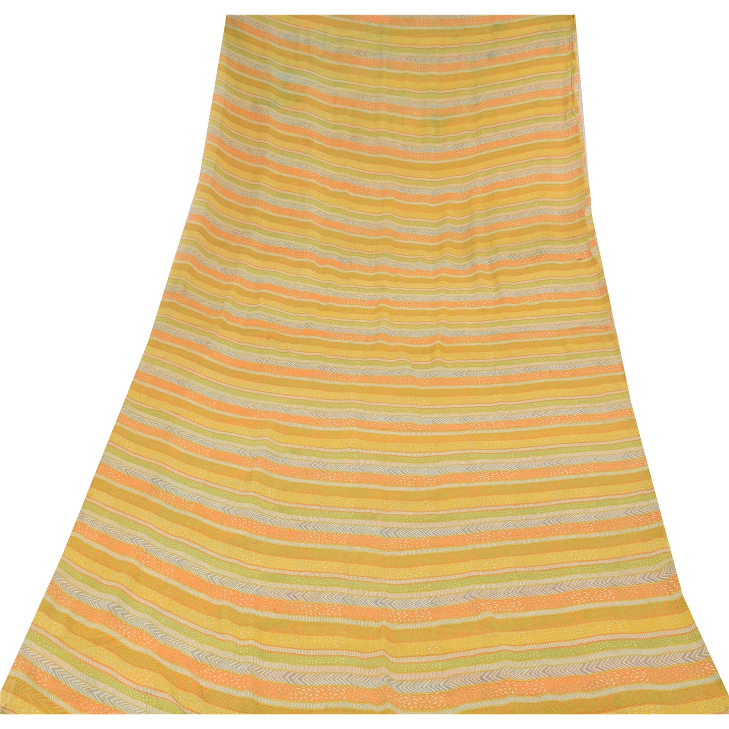 Sanskriti Vintage Sarees Multi Pure Georgette Silk Printed Sari 5yd Craft Sustainable Fabric