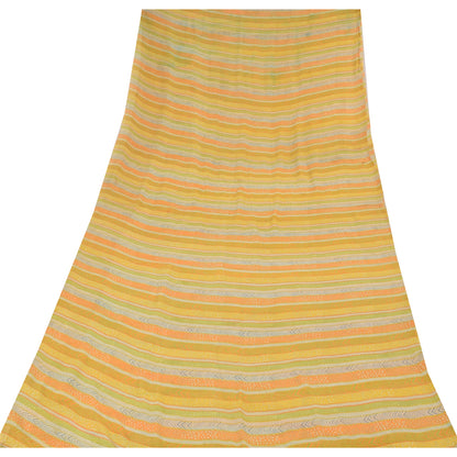 Sanskriti Vintage Sarees Multi Pure Georgette Silk Printed Sari 5yd Craft Sustainable Fabric
