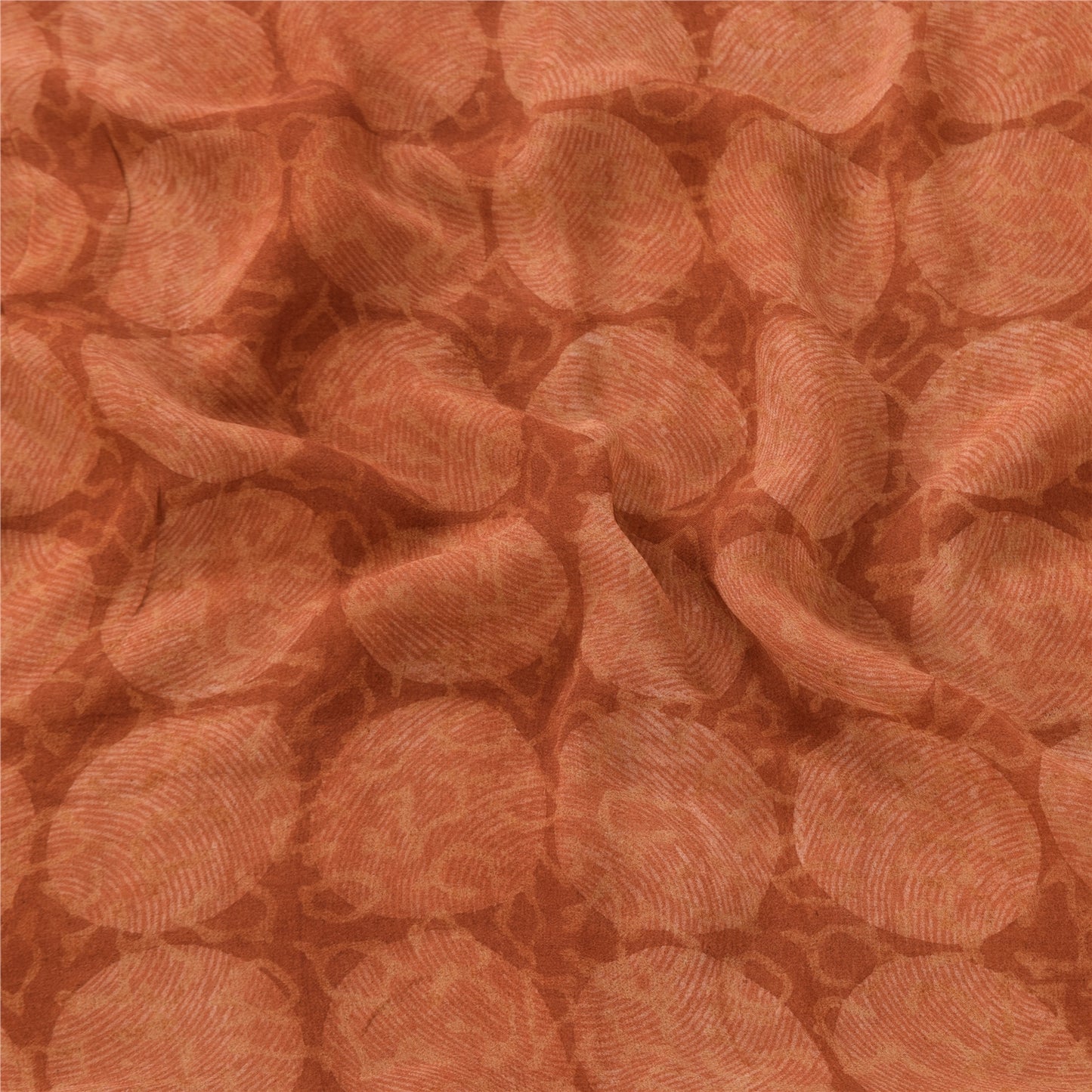 Sanskriti Vintage Sarees Orange Pure Georgette Silk Print Sari 5yd Craft Sustainable Fabric