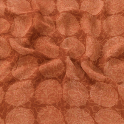 Sanskriti Vintage Sarees Orange Pure Georgette Silk Print Sari 5yd Craft Sustainable Fabric