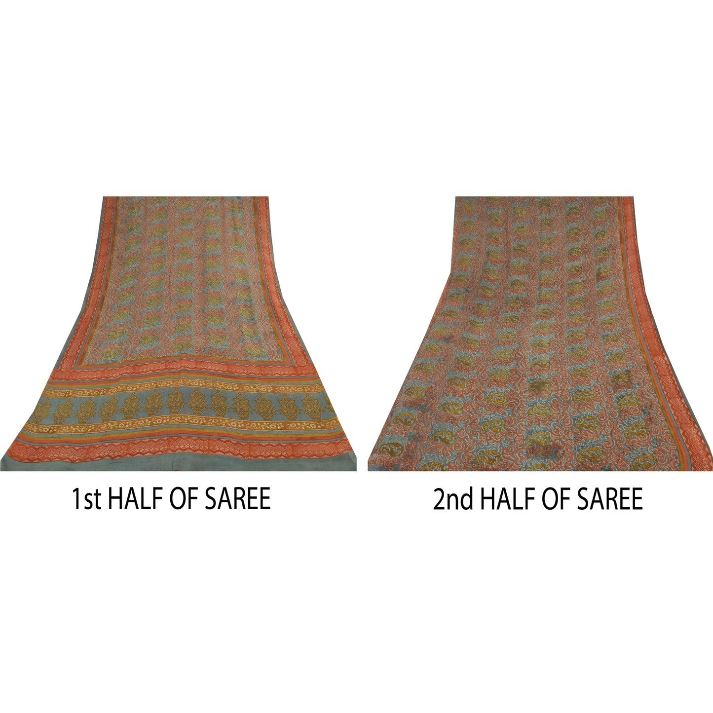 Sanskriti Vintage Sarees Multi Pure Georgette Silk Printed Sari 6yd Craft Sustainable Fabric