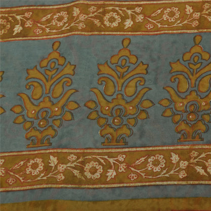 Sanskriti Vintage Sarees Multi Pure Georgette Silk Printed Sari 6yd Craft Sustainable Fabric