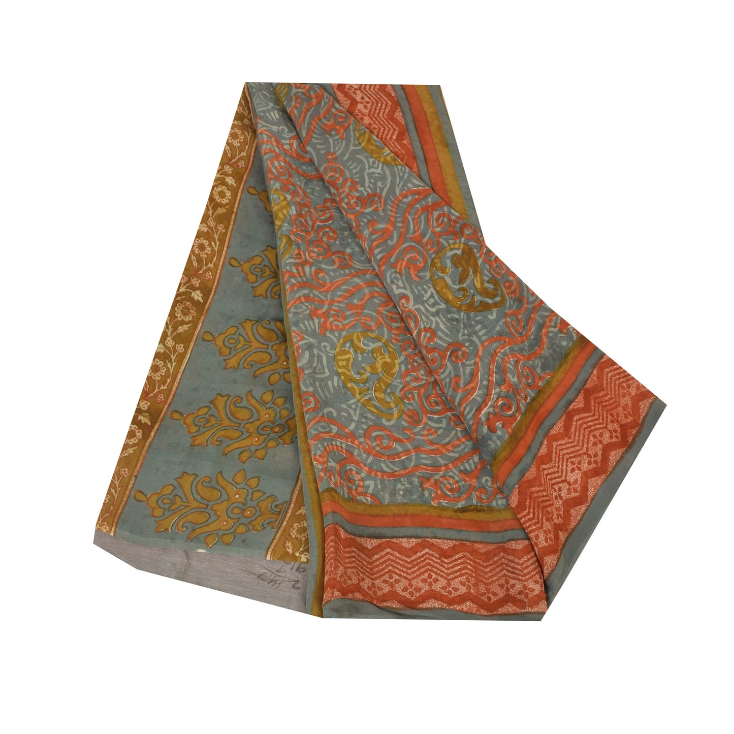 Sanskriti Vintage Sarees Multi Pure Georgette Silk Printed Sari 6yd Craft Sustainable Fabric