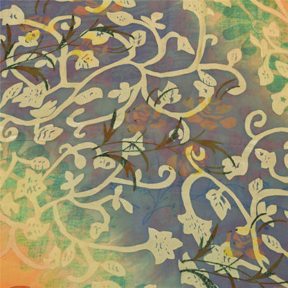 Sanskriti Vintage Sarees Orange Pure Georgette Silk Print Sari 5yd Craft Sustainable Fabric