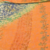 Sanskriti Vintage Sarees Orange Pure Georgette Silk Print Sari 5yd Craft Sustainable Fabric