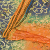 Sanskriti Vintage Sarees Orange Pure Georgette Silk Print Sari 5yd Craft Sustainable Fabric