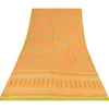 Sanskriti Vintage Sarees Yellow Pure Georgette Silk Print Sari 5yd Craft Sustainable Fabric