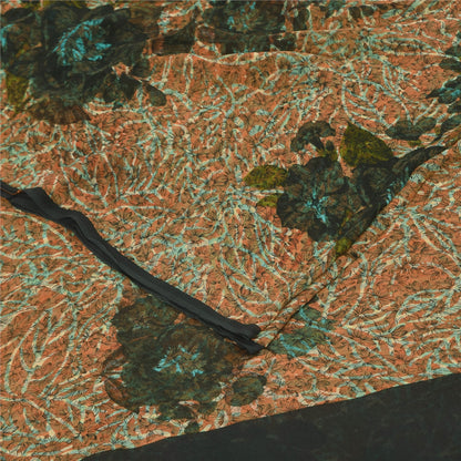 Сари из винтажного сари на санскрите из многослойного жоржета с принтом 5 ярдов, ткань для рукоделия из экологически чистой ткани