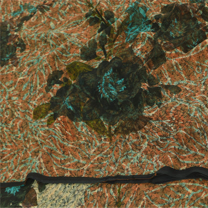 Сари из винтажного сари на санскрите из многослойного жоржета с принтом 5 ярдов, ткань для рукоделия из экологически чистой ткани