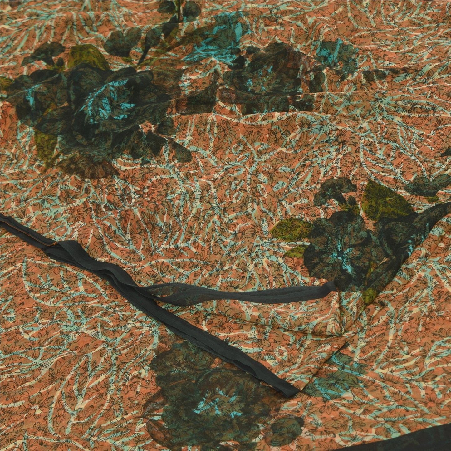 Сари из винтажного сари на санскрите из многослойного жоржета с принтом 5 ярдов, ткань для рукоделия из экологически чистой ткани