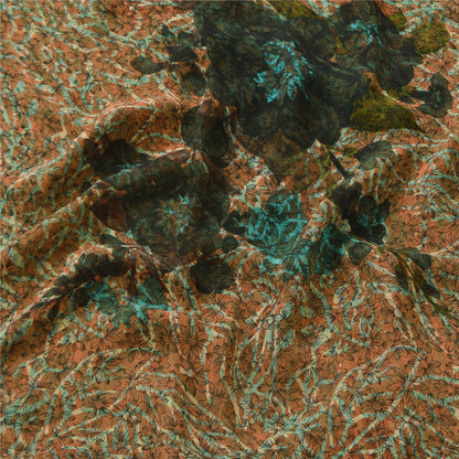 Сари из винтажного сари на санскрите из многослойного жоржета с принтом 5 ярдов, ткань для рукоделия из экологически чистой ткани