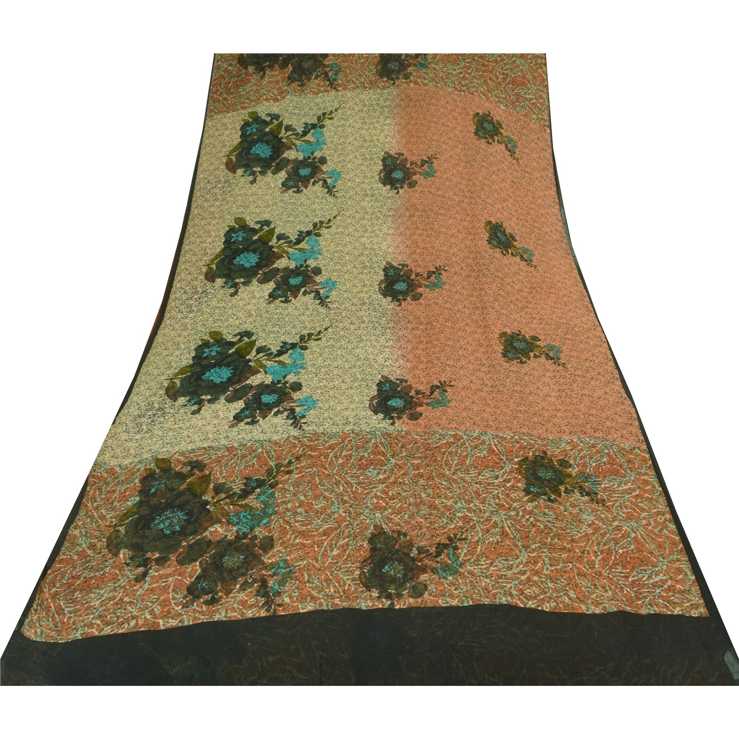 Сари из винтажного сари на санскрите из многослойного жоржета с принтом 5 ярдов, ткань для рукоделия из экологически чистой ткани