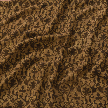 Sanskriti Vintage Sarees Brown Pure Georgette Silk Printed Sari 5yd Craft Sustainable Fabric