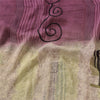Sanskriti Vintage Sarees Purple/CreamPure Georgette Silk Printed Sari 5yd Sustainable Fabric