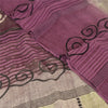 Sanskriti Vintage Sarees Purple/CreamPure Georgette Silk Printed Sari 5yd Sustainable Fabric