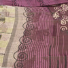 Sanskriti Vintage Sarees Purple/CreamPure Georgette Silk Printed Sari 5yd Sustainable Fabric