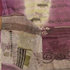 Sanskriti Vintage Sarees Purple/CreamPure Georgette Silk Printed Sari 5yd Sustainable Fabric