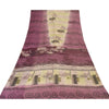 Sanskriti Vintage Sarees Purple/CreamPure Georgette Silk Printed Sari 5yd Sustainable Fabric