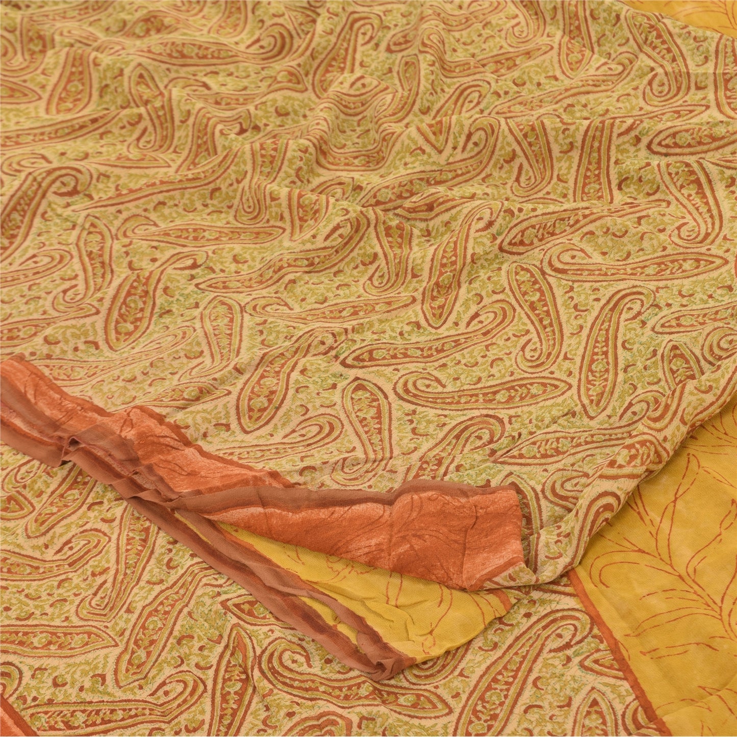 Sanskriti Vintage Sarees Multi Pure Georgette Silk Printed Sari 5yd Craft Sustainable Fabric