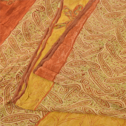 Sanskriti Vintage Sarees Multi Pure Georgette Silk Printed Sari 5yd Craft Sustainable Fabric