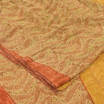 Sanskriti Vintage Sarees Multi Pure Georgette Silk Printed Sari 5yd Craft Sustainable Fabric