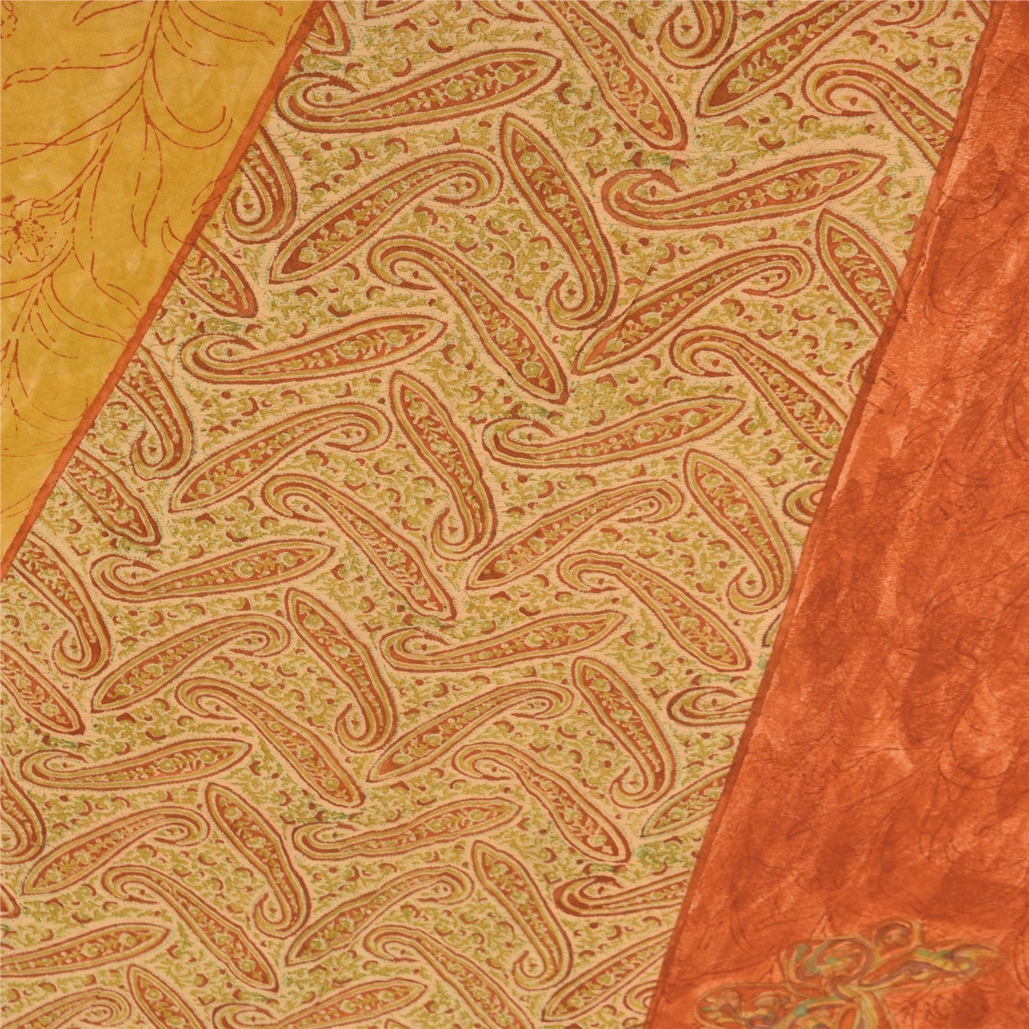 Sanskriti Vintage Sarees Multi Pure Georgette Silk Printed Sari 5yd Craft Sustainable Fabric