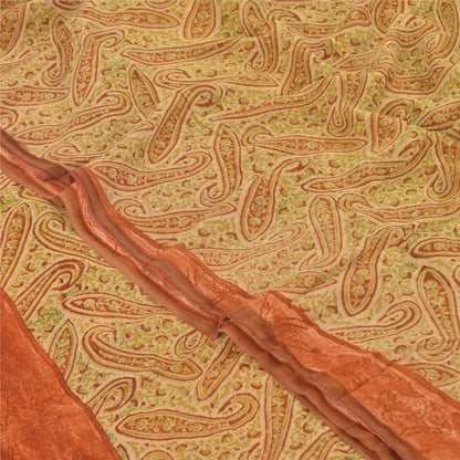 Sanskriti Vintage Sarees Multi Pure Georgette Silk Printed Sari 5yd Craft Sustainable Fabric