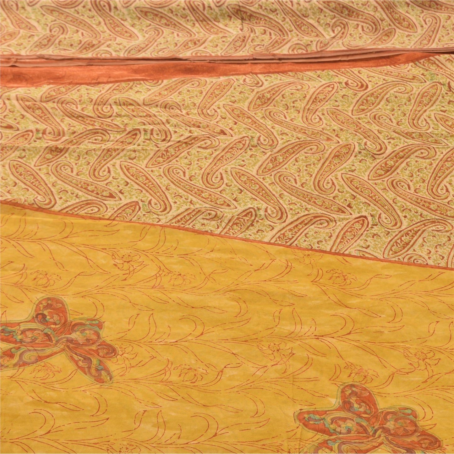 Sanskriti Vintage Sarees Multi Pure Georgette Silk Printed Sari 5yd Craft Sustainable Fabric