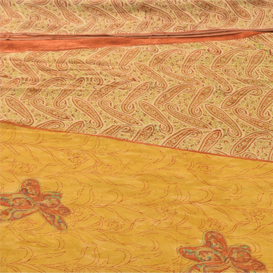 Sanskriti Vintage Sarees Multi Pure Georgette Silk Printed Sari 5yd Craft Sustainable Fabric