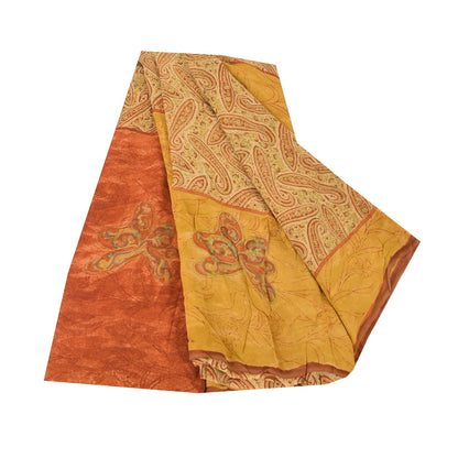 Sanskriti Vintage Sarees Multi Pure Georgette Silk Printed Sari 5yd Craft Sustainable Fabric