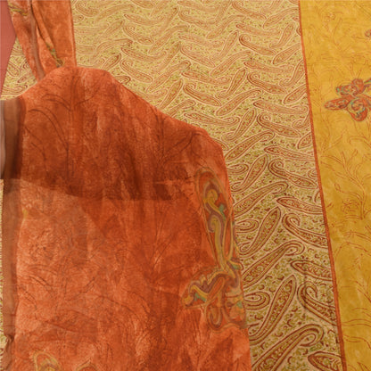 Sanskriti Vintage Sarees Multi Pure Georgette Silk Printed Sari 5yd Craft Sustainable Fabric