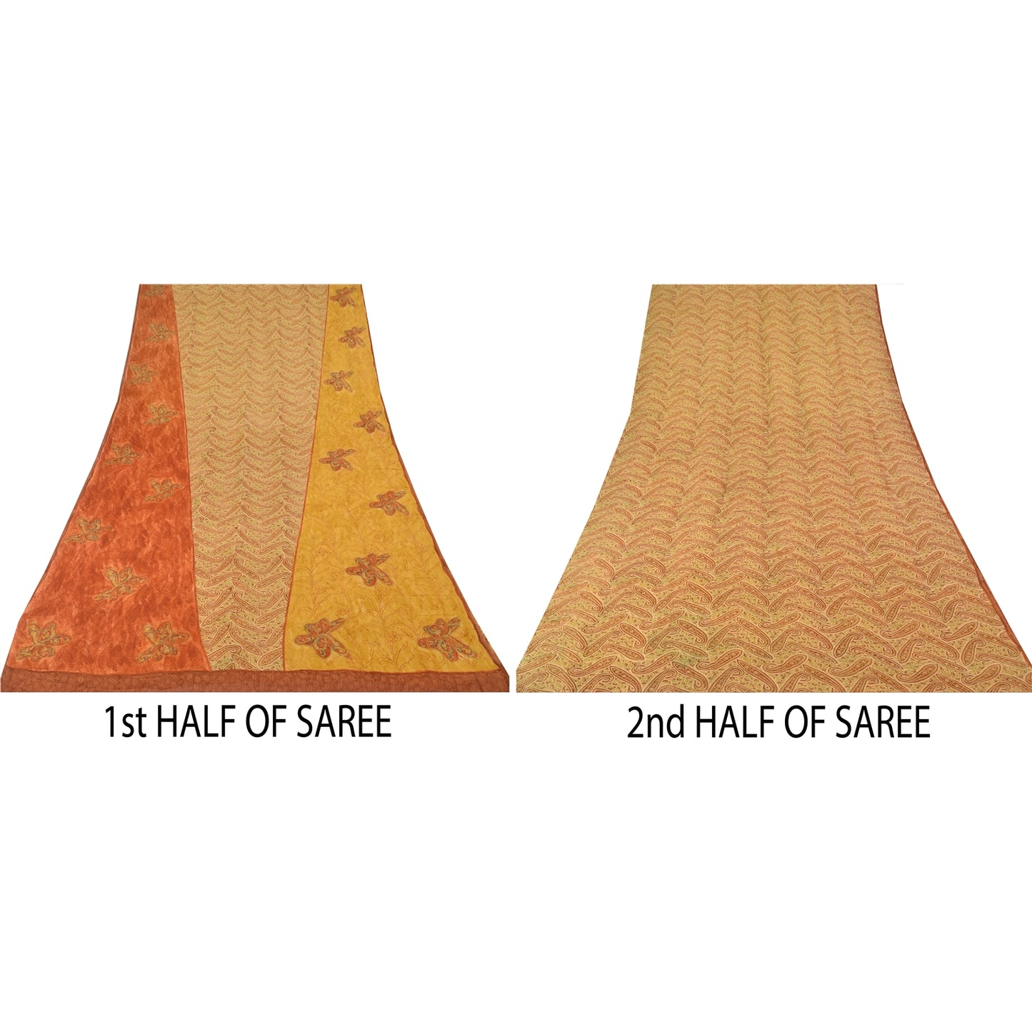 Sanskriti Vintage Sarees Multi Pure Georgette Silk Printed Sari 5yd Craft Sustainable Fabric