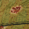 Sanskriti Vintage Sarees Green Pure Georgette Silk Printed Sari 5yd Craft Sustainable Fabric