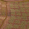 Sanskriti Vintage Sarees Green Pure Georgette Silk Printed Sari 5yd Craft Sustainable Fabric